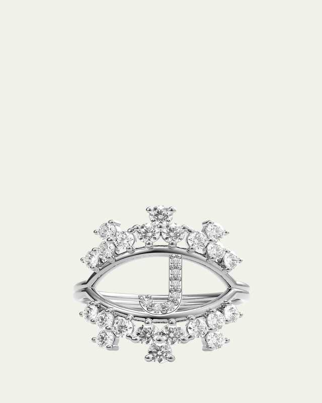 Sara 18K White Gold Diamond Ring, Letter J
